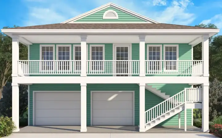 Beach house plans 59-323 - front exterior, 1,989 sq ft, 4 bed, 3 bath house plans | Monster House Plans