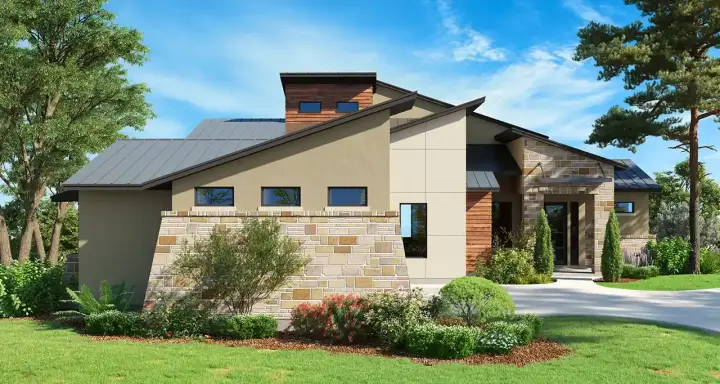 Modern house plans 59-326 - front exterior, 2,504 sq ft, 3 bed, 3 bath house plans | Monster House Plans