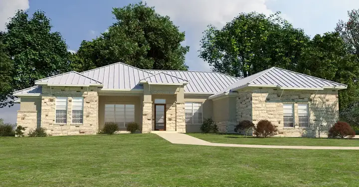 Texas Hill Country house plans 59-337 - front exterior, 3,514 sq ft, 4 bed, 3 bath house plans | Monster House Plans