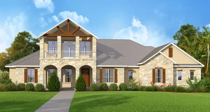 Texas Hill Country house plans 59-339 - front exterior, 3,558 sq ft, 3 bed, 4 bath house plans | Monster House Plans