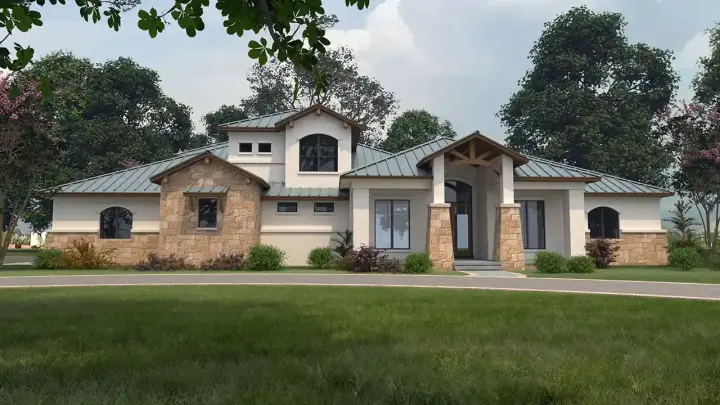 Transitional house plans 59-342 - front exterior, 3,850 sq ft, 4 bed, 3 bath house plans | Monster House Plans