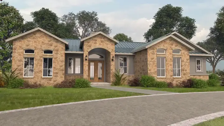 Transitional house plans 59-343 - front exterior, 3,833 sq ft, 5 bed, 5 bath house plans | Monster House Plans
