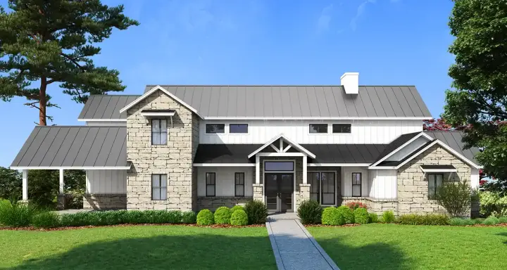 Transitional house plans 59-345 - front exterior, 3,802 sq ft, 3 bed, 3 bath house plans | Monster House Plans