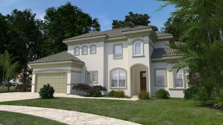 Mediterranean house plans 59-349 - front exterior, 3,740 sq ft, 5 bed, 4 bath house plans | Monster House Plans