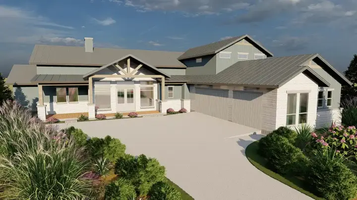 Transitional house plans 59-353 - front exterior, 3,655 sq ft, 4 bed, 3 bath house plans | Monster House Plans