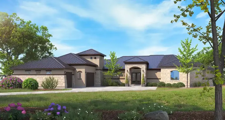 Texas Hill Country house plans 59-355 - front exterior, 3,545 sq ft, 3 bed, 2 bath house plans | Monster House Plans