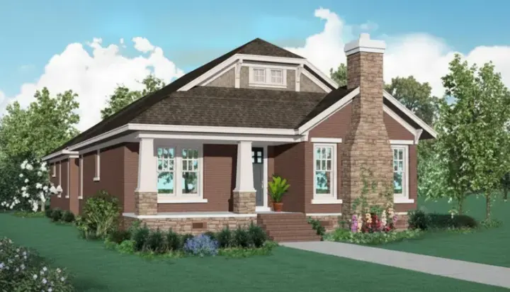 Bungalow house plans 6-1002 - front exterior, 2,715 sq ft, 3 bed, 3 bath house plans | Monster House Plans