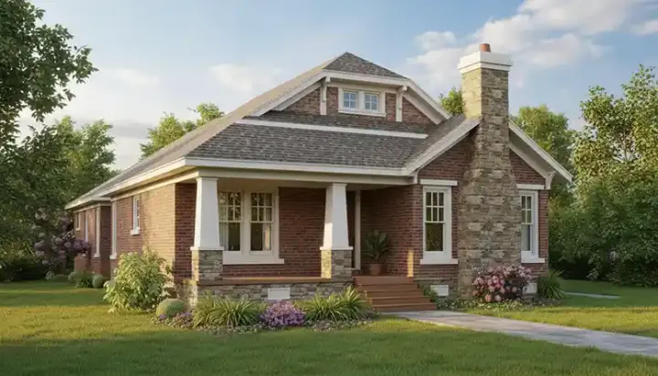 Bungalow house plans 6-1003 - front exterior, 2,842 sq ft, 3 bed, 2 bath house plans | Monster House Plans