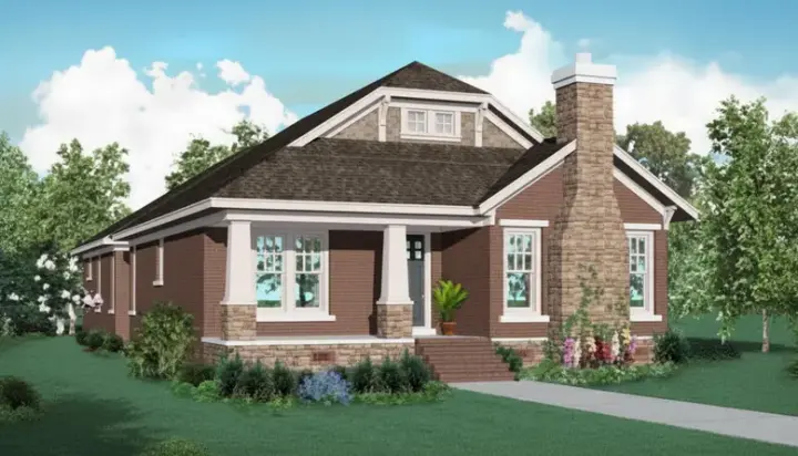 Bungalow house plans 6-1004 - front exterior, 2,348 sq ft, 2 bed, 2 bath house plans | Monster House Plans