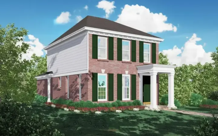 Southern Colonial house plans 6-101 - front exterior, 1,320 sq ft, 2 bed, 2 bath house plans | Monster House Plans