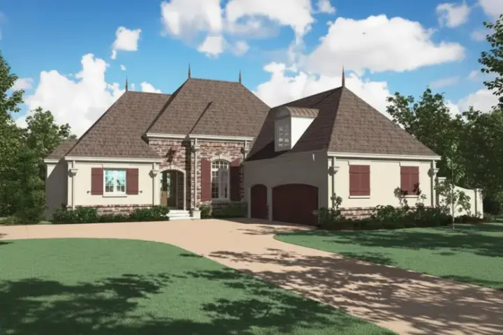 European house plans 6-1025 - front exterior, 3,523 sq ft, 3 bed, 3 bath house plans | Monster House Plans