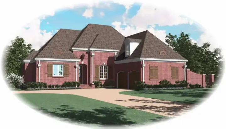 European house plans 6-1028 - front exterior, 3,019 sq ft, 3 bed, 3 bath house plans | Monster House Plans