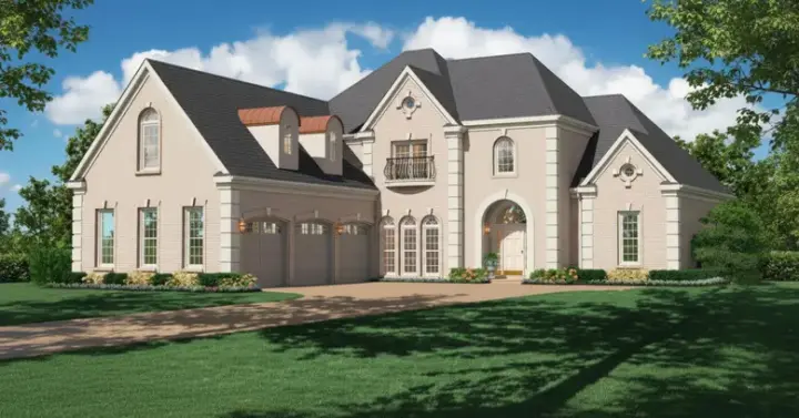 European house plans 6-1042 - front exterior, 3,583 sq ft, 4 bed, 3 bath house plans | Monster House Plans
