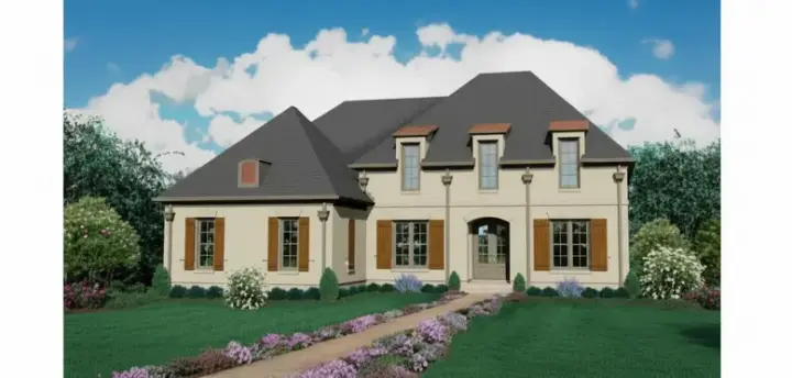 European house plans 6-1045 - front exterior, 3,696 sq ft, 4 bed, 4 bath house plans | Monster House Plans