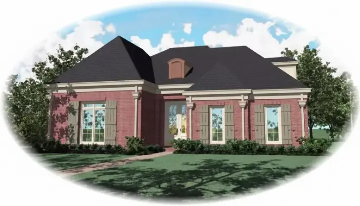 European house plans 6-1052 - front exterior, 2,430 sq ft, 3 bed, 2 bath house plans | Monster House Plans
