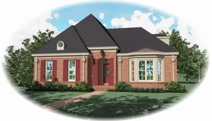 European house plans 6-1056 - front exterior, 2,948 sq ft, 3 bed, 3 bath house plans | Monster House Plans