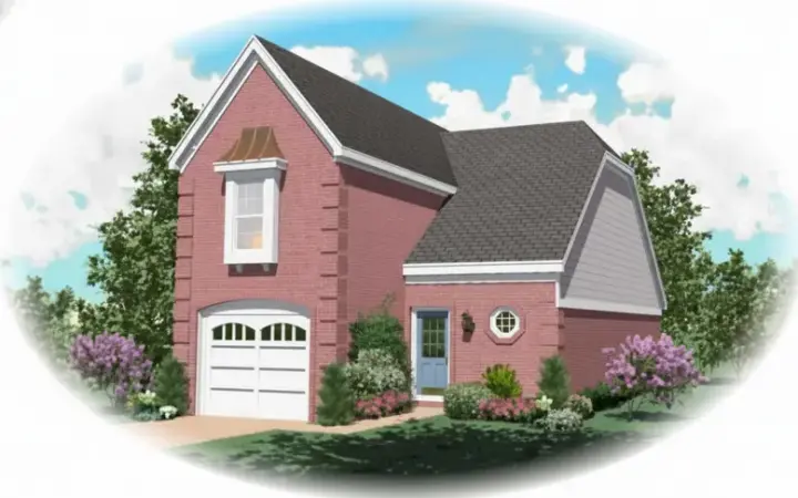 European house plans 6-106 - front exterior, 1,498 sq ft, 2 bed, 2 bath house plans | Monster House Plans