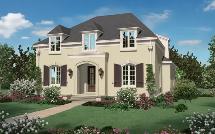 European house plans 6-1066 - front exterior, 3,575 sq ft, 3 bed, 3 bath house plans | Monster House Plans