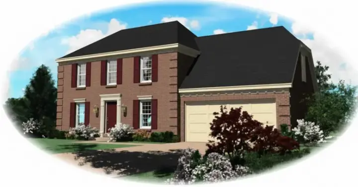 Southern Colonial house plans 6-107 - front exterior, 1,862 sq ft, 3 bed, 2 bath house plans | Monster House Plans