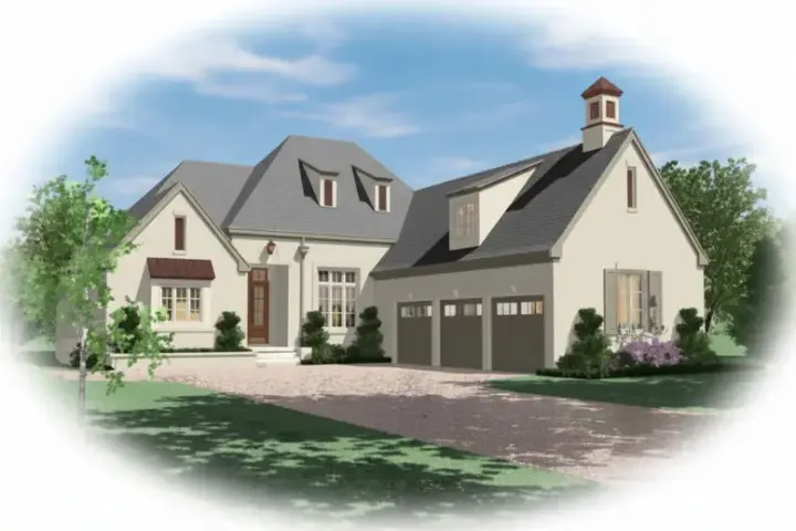 European house plans 6-1079 - front exterior, 3,660 sq ft, 3 bed, 4 bath house plans | Monster House Plans