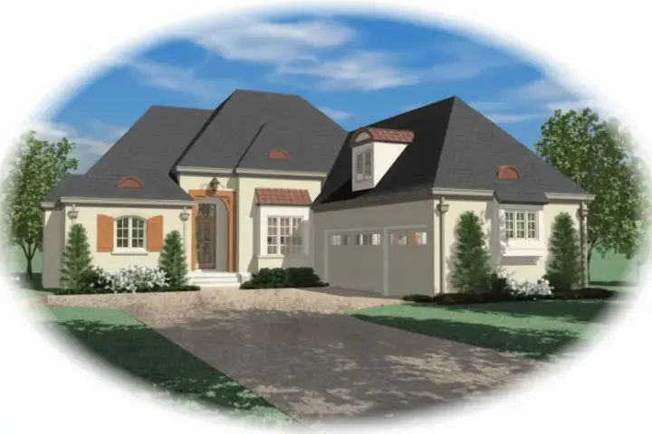 European house plans 6-1080 - front exterior, 3,757 sq ft, 3 bed, 3 bath house plans | Monster House Plans
