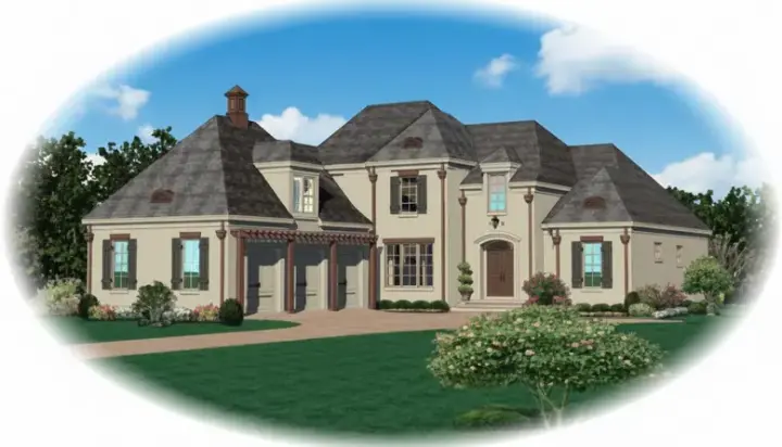 European house plans 6-1101 - front exterior, 4,373 sq ft, 3 bed, 4 bath house plans | Monster House Plans