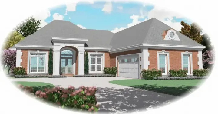 European house plans 6-1103 - front exterior, 2,566 sq ft, 3 bed, 3 bath house plans | Monster House Plans