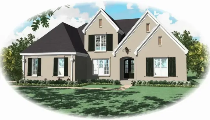 European house plans 6-1128 - front exterior, 3,589 sq ft, 4 bed, 3 bath house plans | Monster House Plans