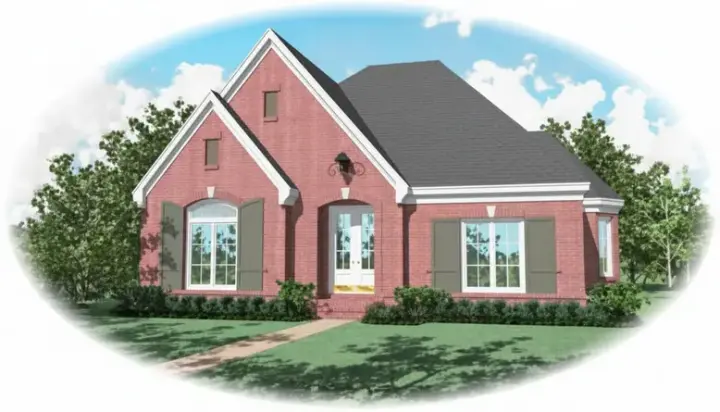 European house plans 6-1150 - front exterior, 2,644 sq ft, 3 bed, 2 bath house plans | Monster House Plans