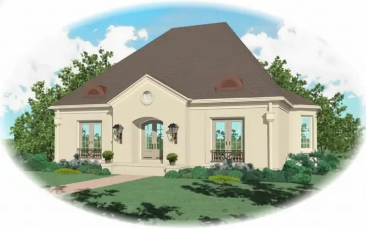 European house plans 6-1157 - front exterior, 3,012 sq ft, 3 bed, 3 bath house plans | Monster House Plans