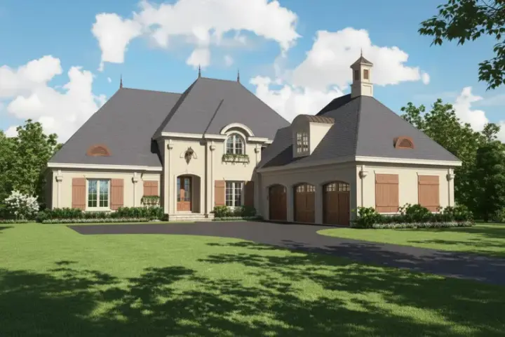 French Country house plans 6-1168 - front exterior, 3,895 sq ft, 4 bed, 3 bath house plans | Monster House Plans