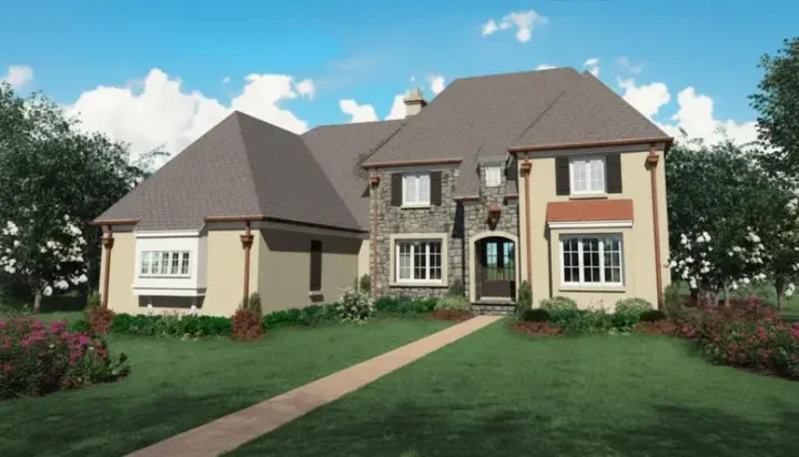 European house plans 6-1169 - front exterior, 4,153 sq ft, 4 bed, 4 bath house plans | Monster House Plans