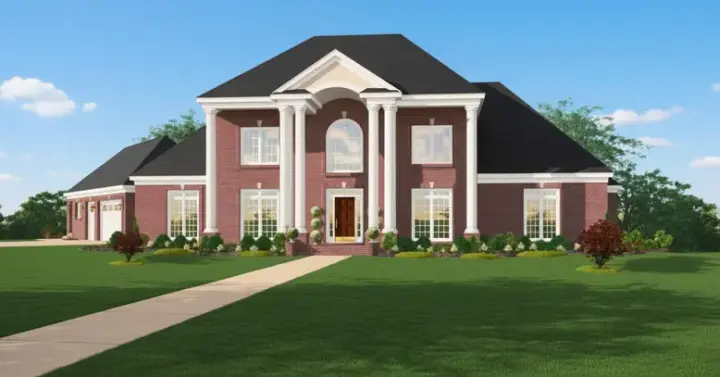Southern Colonial house plans 6-1172 - front exterior, 3,710 sq ft, 4 bed, 3 bath house plans | Monster House Plans