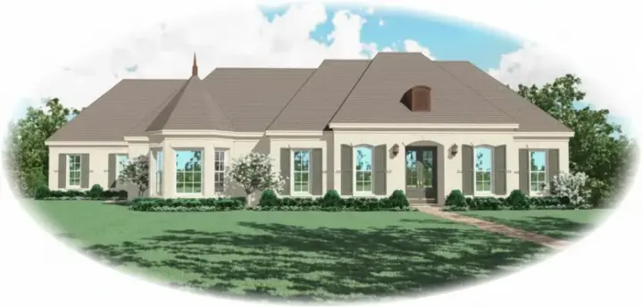 European house plans 6-1188 - front exterior, 3,167 sq ft, 3 bed, 3 bath house plans | Monster House Plans