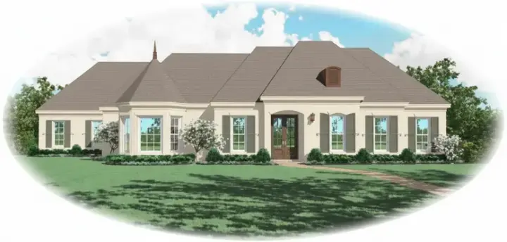 European house plans 6-1189 - front exterior, 2,696 sq ft, 3 bed, 2 bath house plans | Monster House Plans