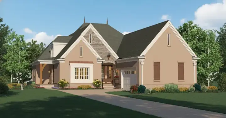 European house plans 6-1196 - front exterior, 3,525 sq ft, 4 bed, 3 bath house plans | Monster House Plans