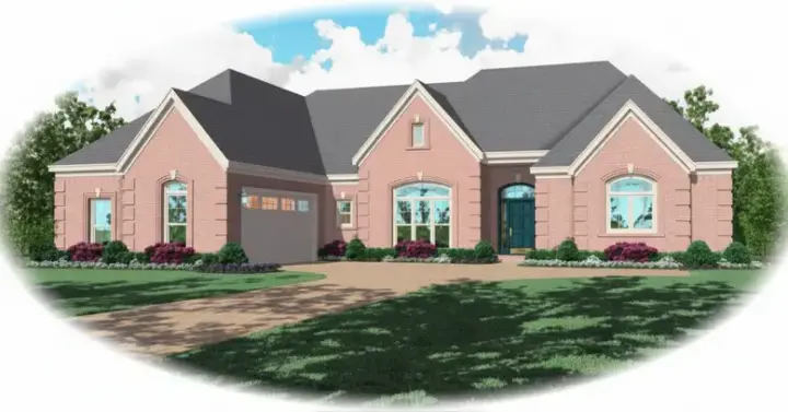 European house plans 6-1214 - front exterior, 2,832 sq ft, 3 bed, 2 bath house plans | Monster House Plans