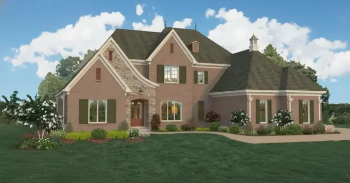 French Country house plans 6-1221 - front exterior, 4,454 sq ft, 4 bed, 4 bath house plans | Monster House Plans