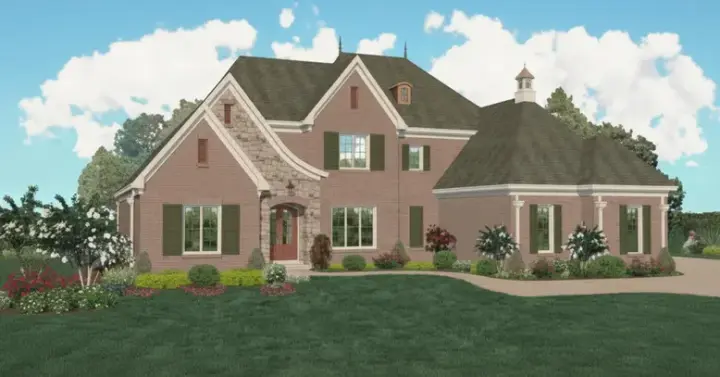 French Country house plans 6-1222 - front exterior, 4,845 sq ft, 4 bed, 4 bath house plans | Monster House Plans