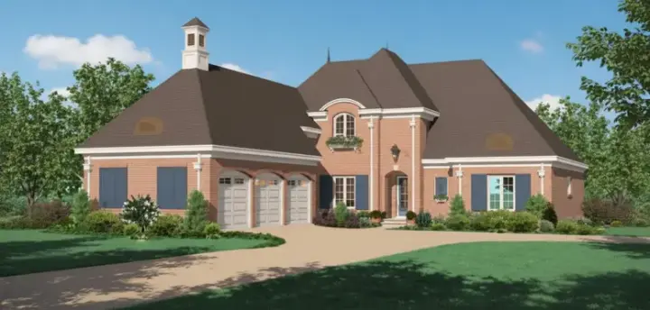European house plans 6-1227 - front exterior, 4,206 sq ft, 4 bed, 3 bath house plans | Monster House Plans