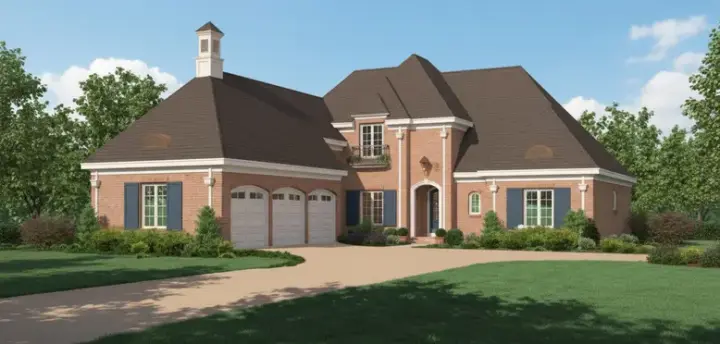 European house plans 6-1228 - front exterior, 4,209 sq ft, 4 bed, 3 bath house plans | Monster House Plans