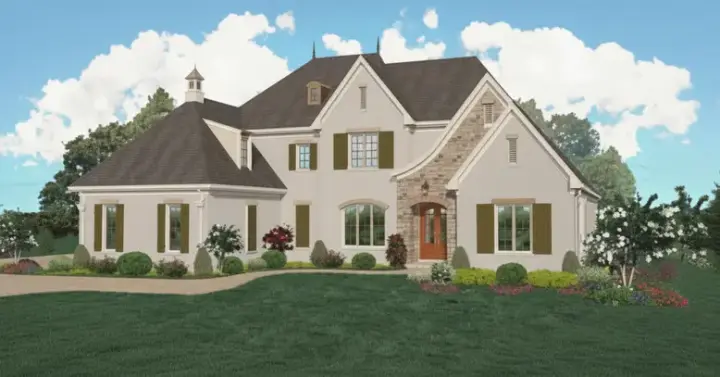 French Country house plans 6-1249 - front exterior, 5,214 sq ft, 4 bed, 4 bath house plans | Monster House Plans