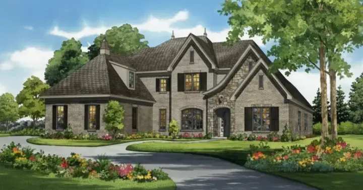 French Country house plans 6-1250 - front exterior, 5,214 sq ft, 4 bed, 4 bath house plans | Monster House Plans