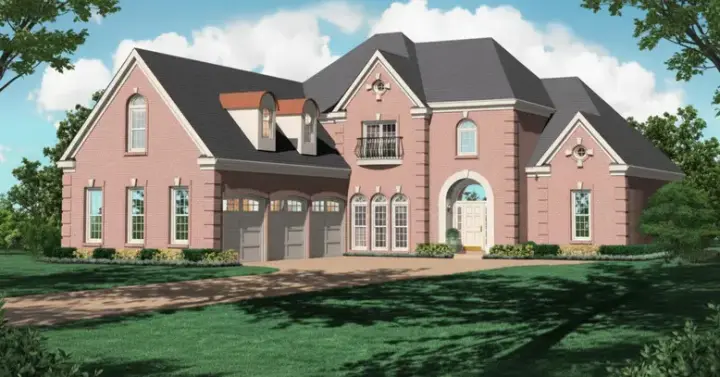 European house plans 6-1257 - front exterior, 4,324 sq ft, 3 bed, 3 bath house plans | Monster House Plans