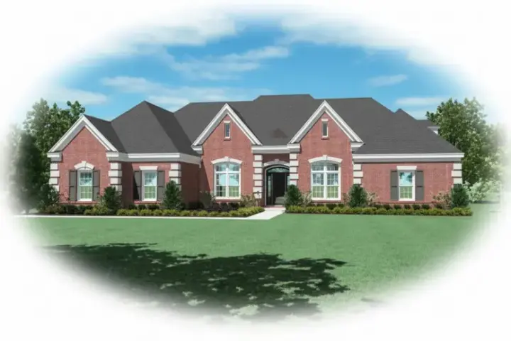 European house plans 6-1264 - front exterior, 3,471 sq ft, 4 bed, 4 bath house plans | Monster House Plans
