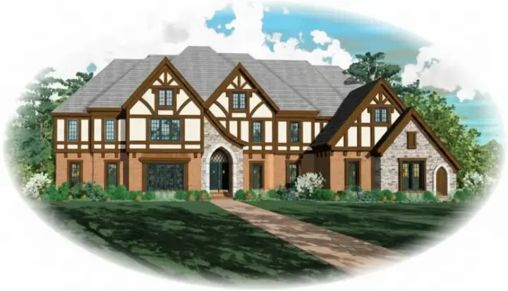 Tudor house plans 6-1292 - front exterior, 7,019 sq ft, 6 bed, 6 bath house plans | Monster House Plans