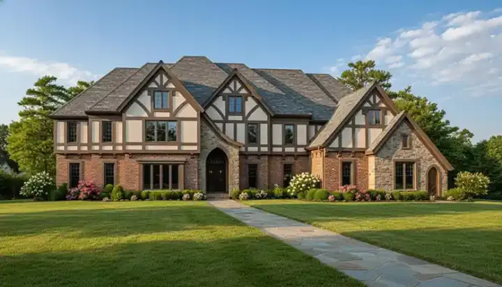 Tudor house plans 6-1294 - front exterior, 7,700 sq ft, 6 bed, 5 bath house plans | Monster House Plans