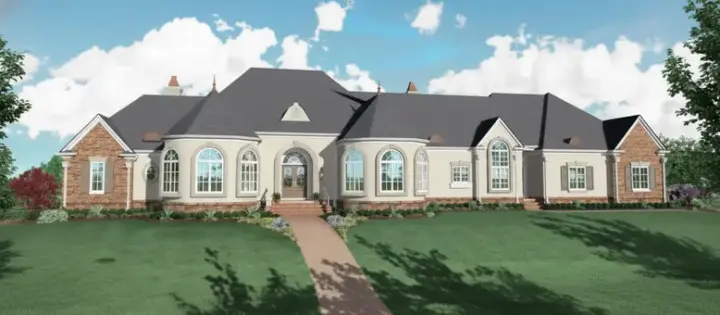 European house plans 6-1299 - front exterior, 7,489 sq ft, 4 bed, 5 bath house plans | Monster House Plans