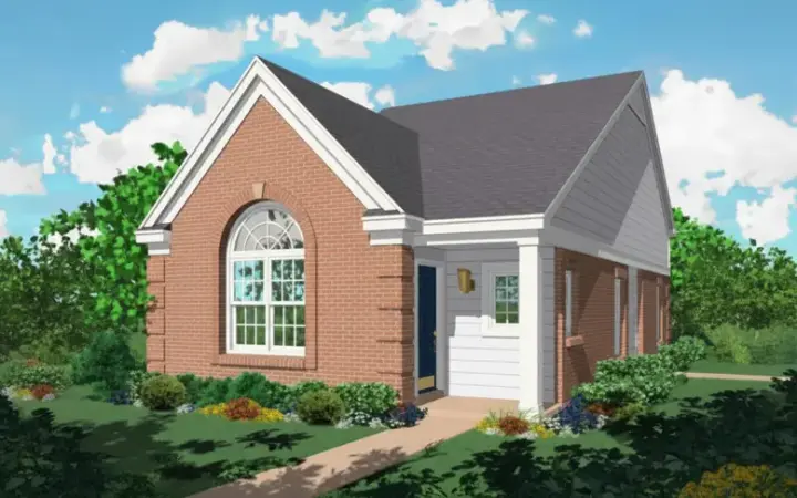 Traditional house plans 6-135 - front exterior, 1,057 sq ft, 2 bed, 2 bath house plans | Monster House Plans