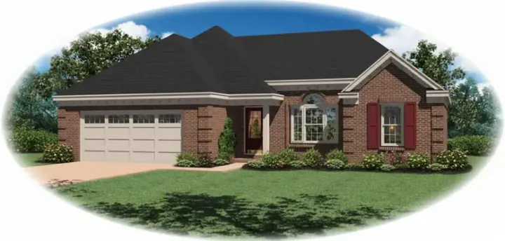 Traditional house plans 6-1355 - front exterior, 1,452 sq ft, 3 bed, 2 bath house plans | Monster House Plans